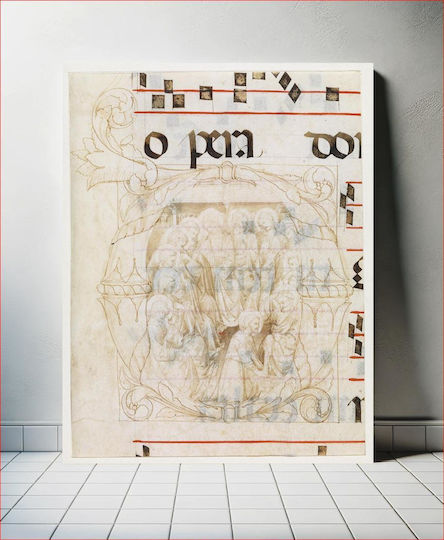 Christ Washing The Feet Of The Apostles In An Initial D, Fragments Of Text, And Musical Staves By Lorenzo Monaco Christ Washing The Feet Of The Apostles In An Initial D, Fragments Of Text, And Musical Staves By Lorenzo Monaco