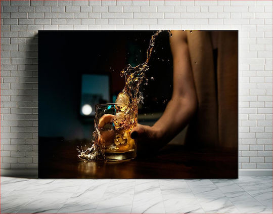 Painting Splashing Whiskey In Glass 90x60
