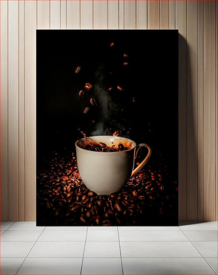 Πίνακας Coffee Beans Cup Κόκκοι Φλιτζάνι Καφέ 80x120