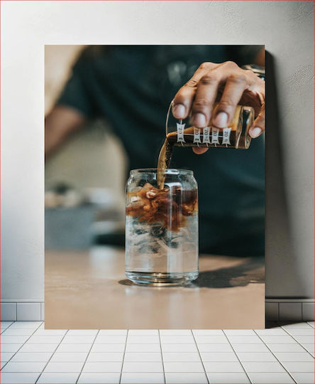 Pouring Coffee Into Glass Painting 80x120