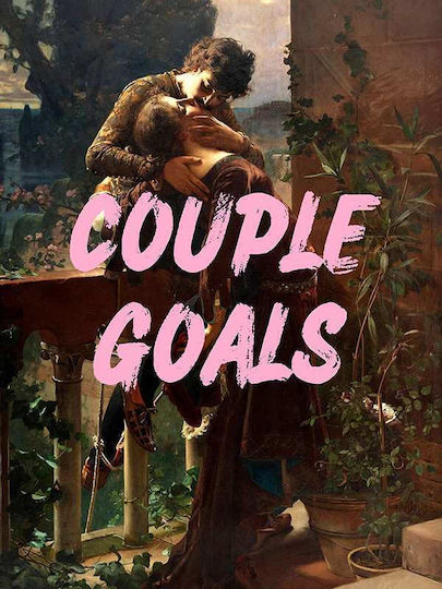 Poster Cu Citat Couple Goals Pq046 21cm X 30cm Cadru Din Lemn Natural Închis Maro