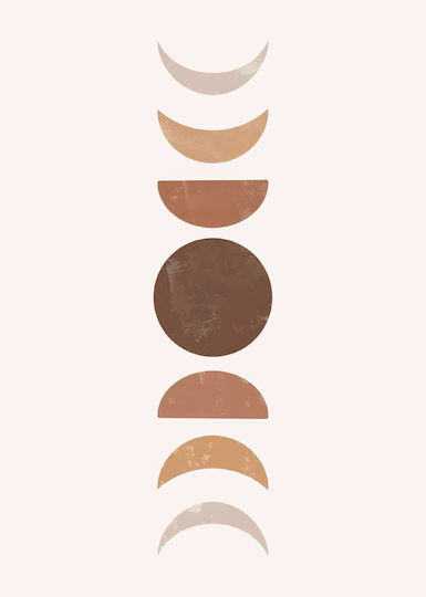 Плакат Moon Geometry Pst178 21см X 30см Рамка Тъмно Естествено Дърво Кафяво