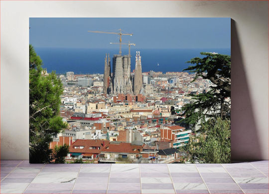 Cityscape With A Church And Sea View Αστικό Τοπίο Με Εκκλησία Και Θέα Στη Θάλασσα 1 σε Καμβά Cityscape With A Church And Sea View Αστικό Τοπίο Με Εκκλησία Και Θέα Στη Θάλασσα 1 σε Καμβά