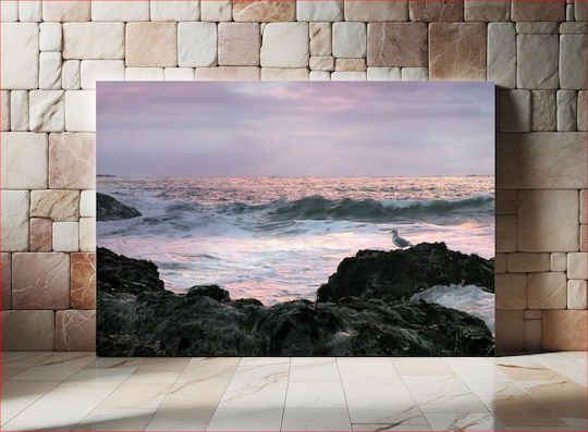 Seagull At Sunset By The Sea Γλάρος Στο Ηλιοβασίλεμα Δίπλα Στη Θάλασσα 1 σε Καμβά