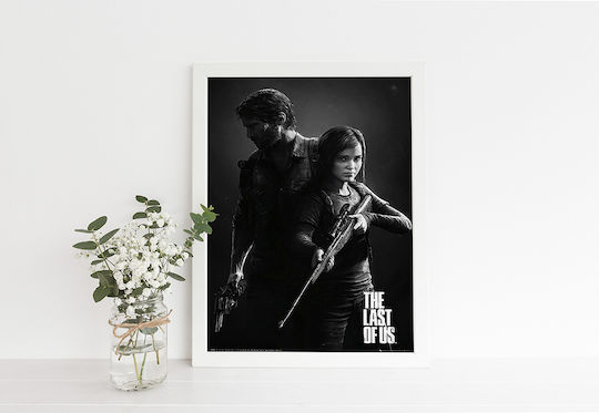 Poster De Gaming Last Us Joel & Ellie Gm2391 40cm X 50cm Cadru Din Lemn Natural Bej
