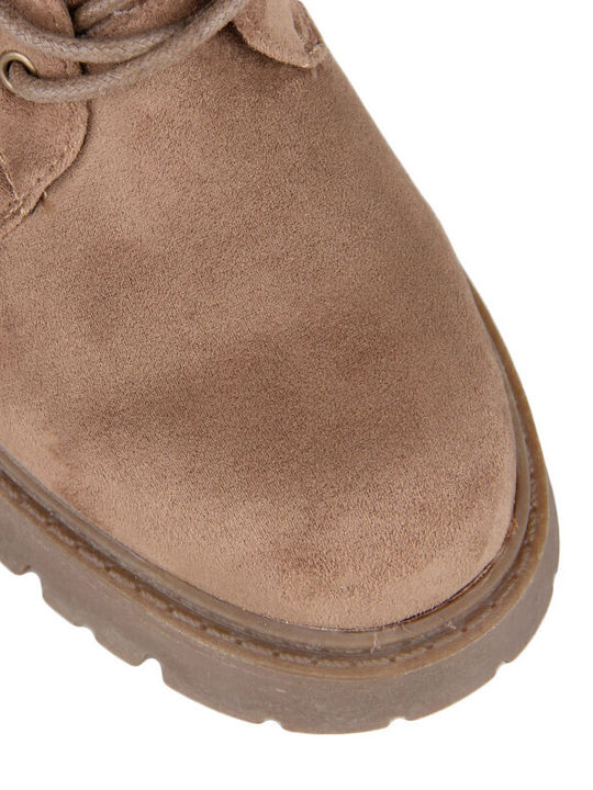 Beige Wildleder Damenstiefel
