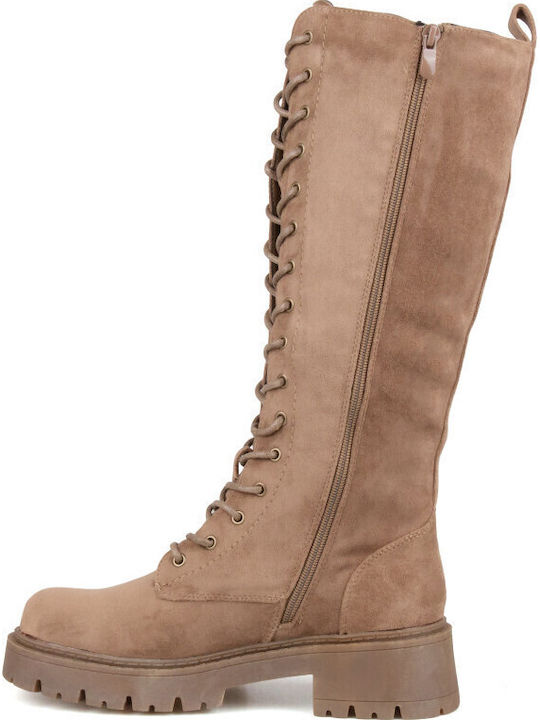 Beige Wildleder Damenstiefel