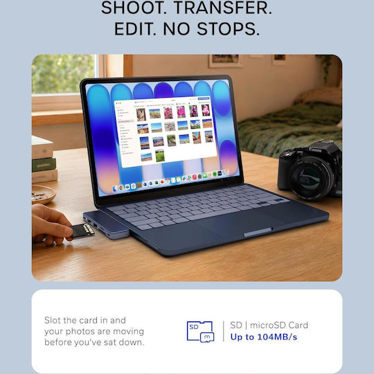 Satechi USB хъб с 5 порта и USB-C / USB-A връзка, син