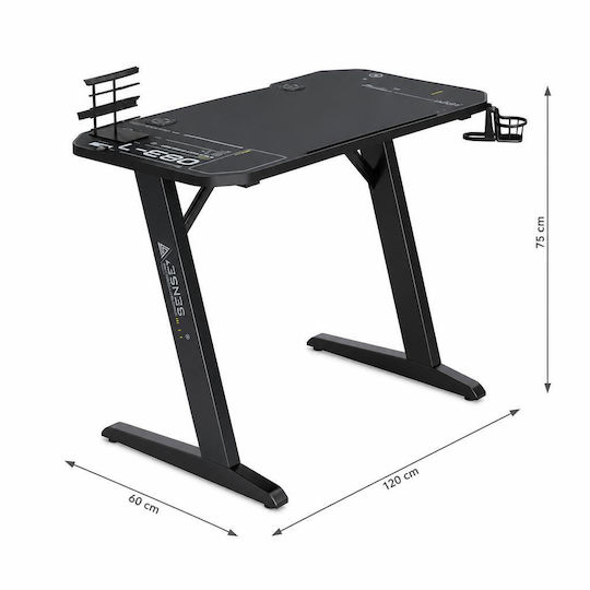 Birou de gaming Nomad din lemn Negru 120x60x75 cm