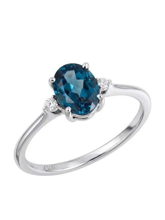 Inel de Damă cu Diamant din Aur Alb de 18K