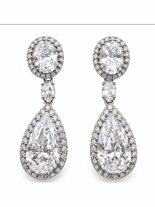 925 Silver Dangle Earrings with White Stones Skpk0017 925 Silver Dangle Earrings with White Stones Skpk0017