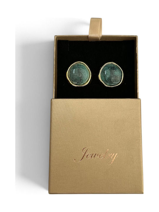 Women's Gold Stud Earrings with Green Cabochon Stone in an Organic Shape Prime Steel Gold Green Women One Size Ssn334 Women's Gold Stud Earrings with Green Cabochon Stone in an Organic Shape Prime Steel Gold Green Women One Size Ssn334