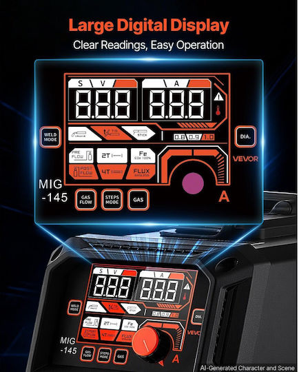 Vevor MIG-145 Inverter FCAW / MIG / MMA / TIG Welding Machine with Maximum Welding Current of 145A