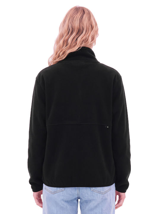 Winter Women's Fleece Top with Zipper Black