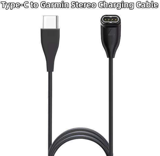 Charging Cable Type C Garmin Fenix Models 7 6 5 As Well As Vivoactive 3 Forerunner 945 935 245 Instinct 2 100cm Black