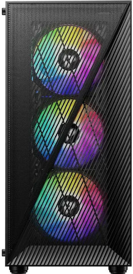 Shifter Gaming Midi Tower Computer Case with Side Window and RGB Lighting Black