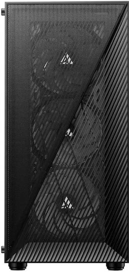 Shifter Gaming Midi Tower Computer Case with Side Window and RGB Lighting Black