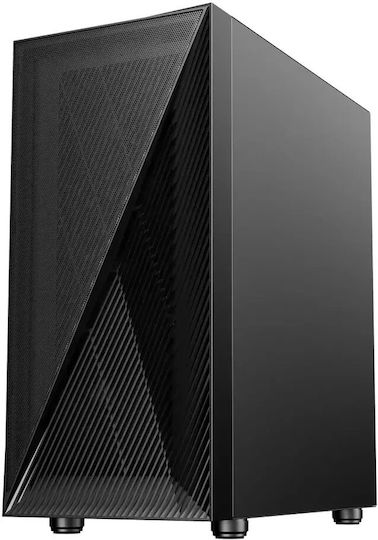 Shifter Gaming Midi Tower Computer Case with Side Window and RGB Lighting Black