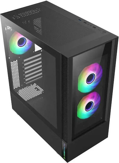 Tempest Gaming Midi Tower Computer Case with Side Window and ARGB Lighting Black