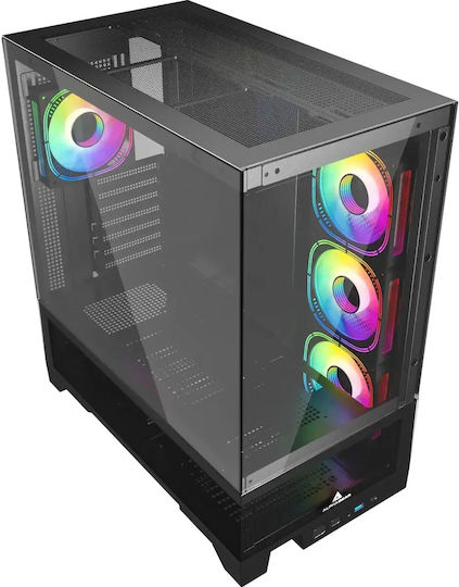 Mirage Mark 1 V2 Gaming Midi Tower Computer Case with Side Window and ARGB Lighting Black