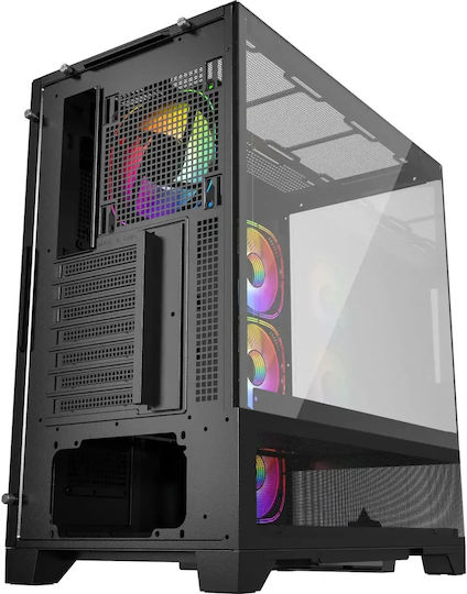 Mirage Mark 1 V2 Gaming Midi Tower Computer Case with Side Window and ARGB Lighting Black