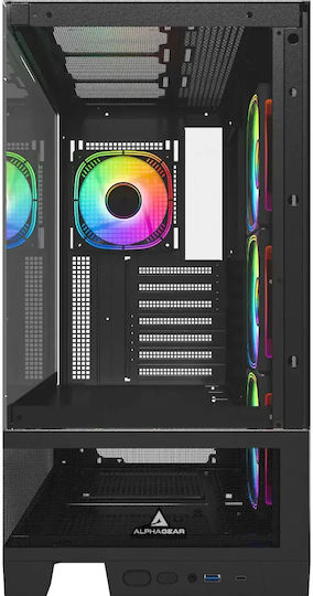 Mirage Mark 1 V2 Gaming Midi Tower Computer Case with Side Window and ARGB Lighting Black