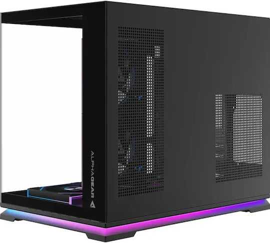 Ironclad Mark 2 Gaming Micro Tower Computer Case with Side Window and ARGB Lighting Black