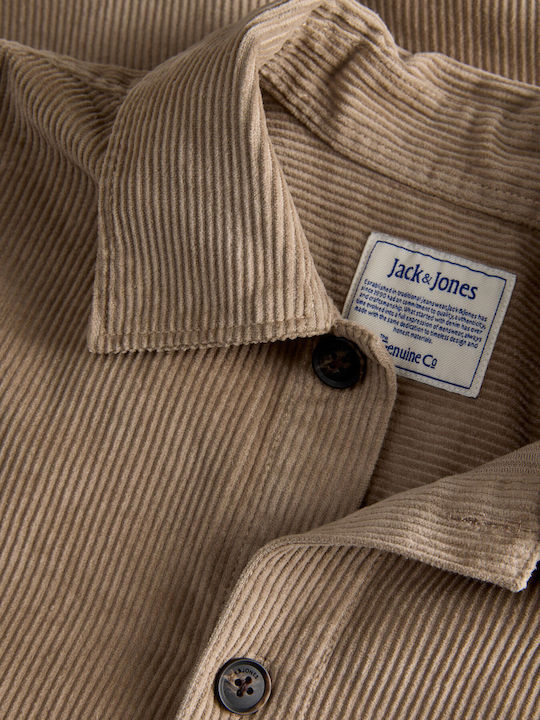 Jjzac Long Sleeve Corduroy Overshirt in a Loose Fit Crockery