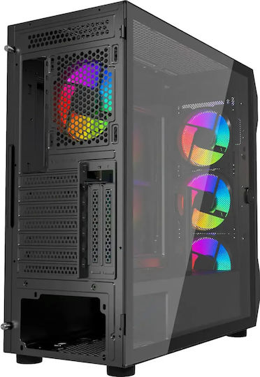 Artisan Argb Gaming Midi Tower Computer Case with Side Window Black