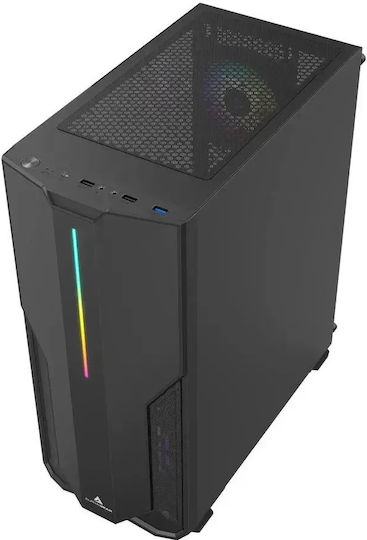 Primalist Gaming Midi Tower Computer Case with RGB Lighting Black