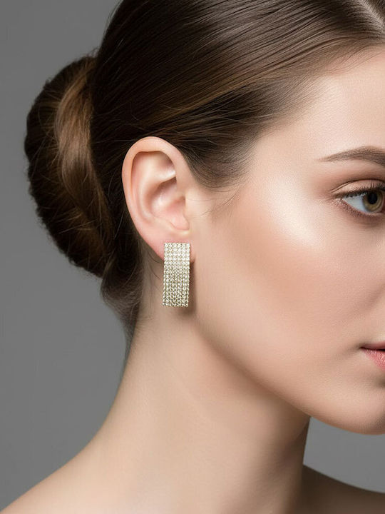 Set of 12 Pairs of Long Rhinestone Earrings
