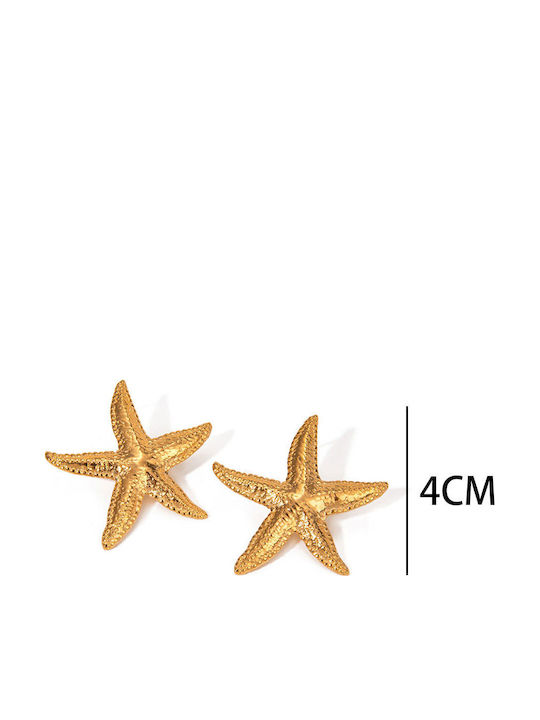 Gold Starfish Stud Earrings in Steel Gold Starfish Stud Earrings in Steel