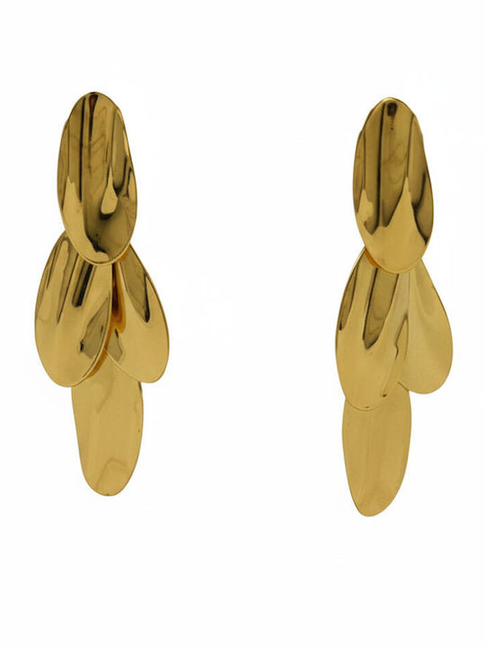 Steel Earrings Petal Layered Design Silver Gold