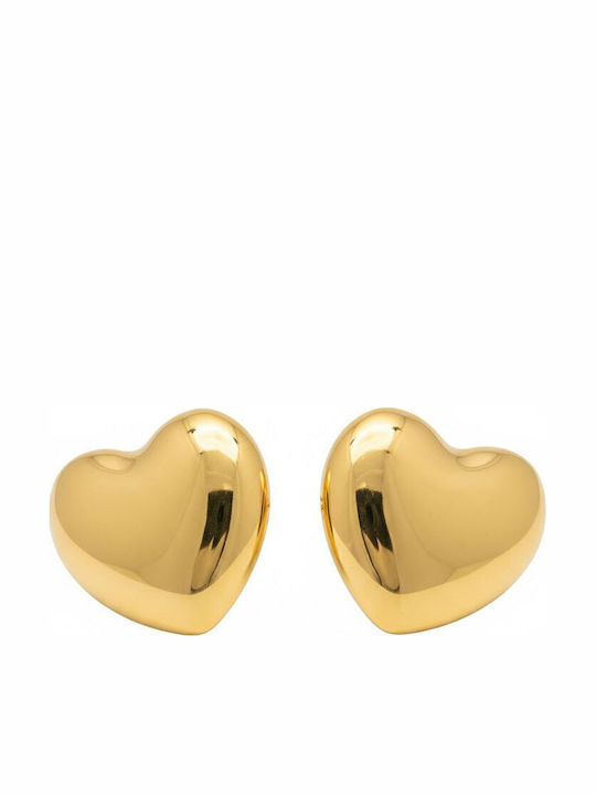 Steel Earrings Smooth Heart Shape Gold