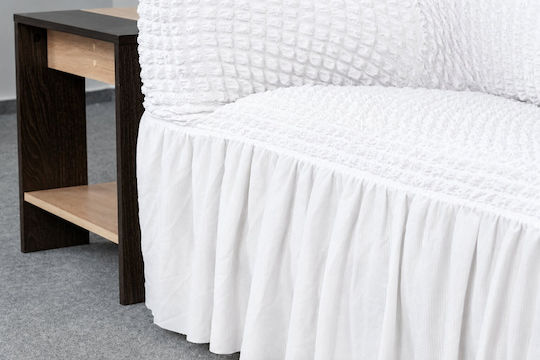 Kraft World Elastischer Bezug für Ecksofa in Weiß mit Volant