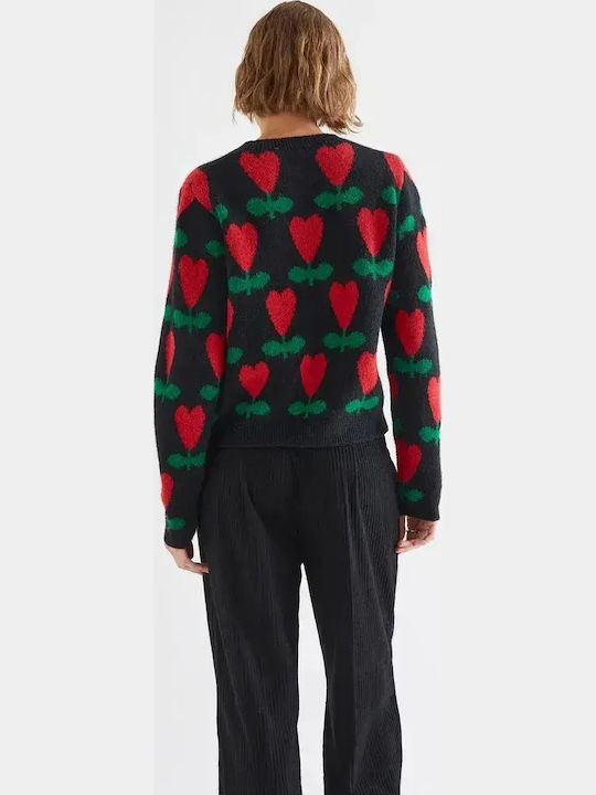 Long Women's Knitted Cardigan with Buttons Black