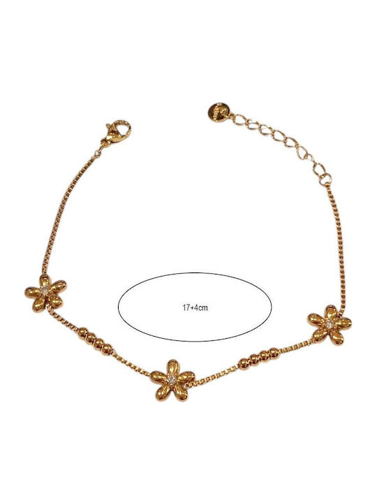 Women's Chain Bracelet with Flower Design and Zircon