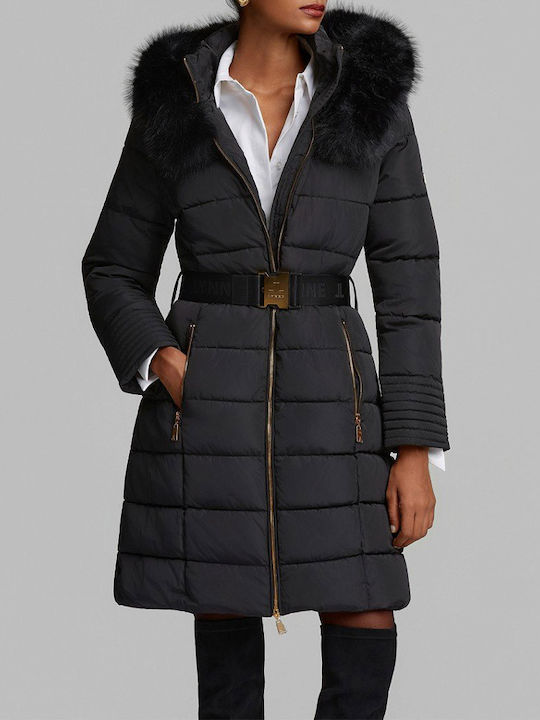 Long Women's Winter Puffer Jacket Black