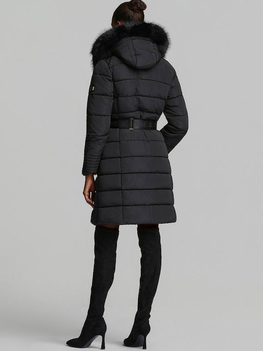 Long Women's Winter Puffer Jacket Black