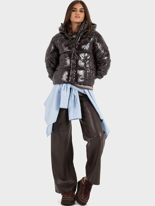 Vero Moda Trace Късо Дамско Puffer Яке за Зима Chocolate