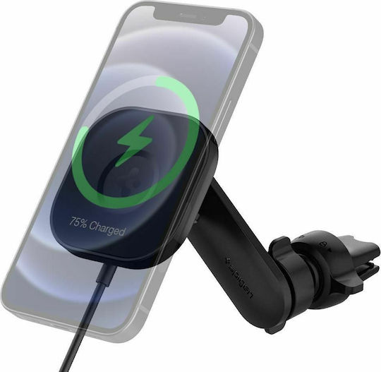 Spigen ITS12w Magnetische MagSafe Lüftung Handyhalterung mit Kabelloser MagSafe Ladefunktion Schwarze Spigen ITS12w Magnetische MagSafe Lüftung Handyhalterung mit Kabelloser MagSafe Ladefunktion Schwarze