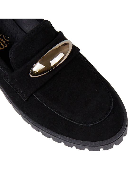 Suede Women's Loafers in Black