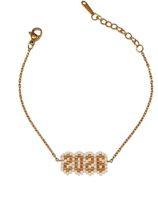 Damen Armband Glücksbringer Kette aus Stahl Vergoldet