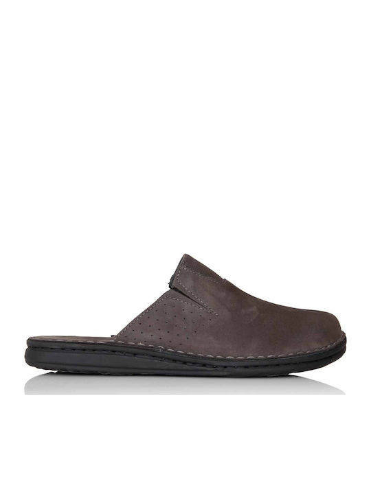 Leather Men's Brown Anatomical Slippers