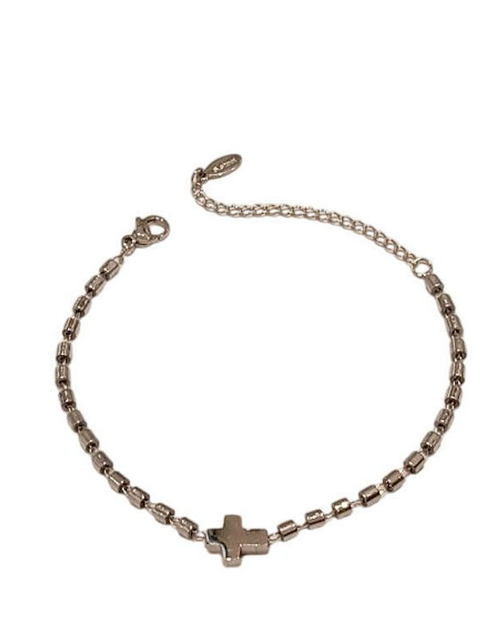 Women's Chain Bracelet with Cross Design in Gold-Plated Steel