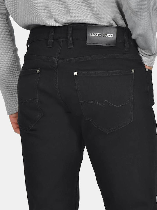 Men's Stretch Denim Trousers Regular Fit Black