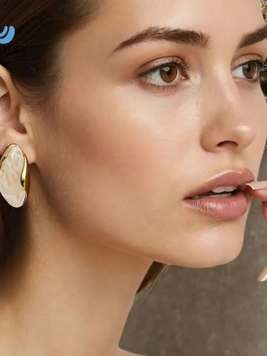 Orange Translucent Stone Stud Earrings