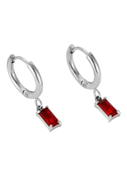 Steel Dangle Earrings Red
