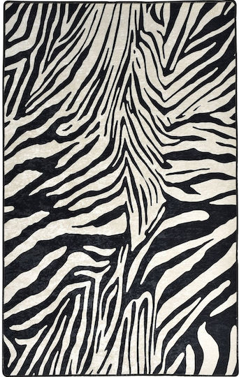 Conceptum Hypnose Zebra Teppich Rund Synthetisch,Polyester/Cotton/Leather Black-white