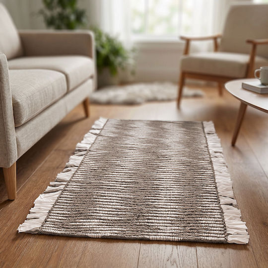 Kipper Chindi Teppich Rechteckig Aus Baumwolle Beige 70x140cm